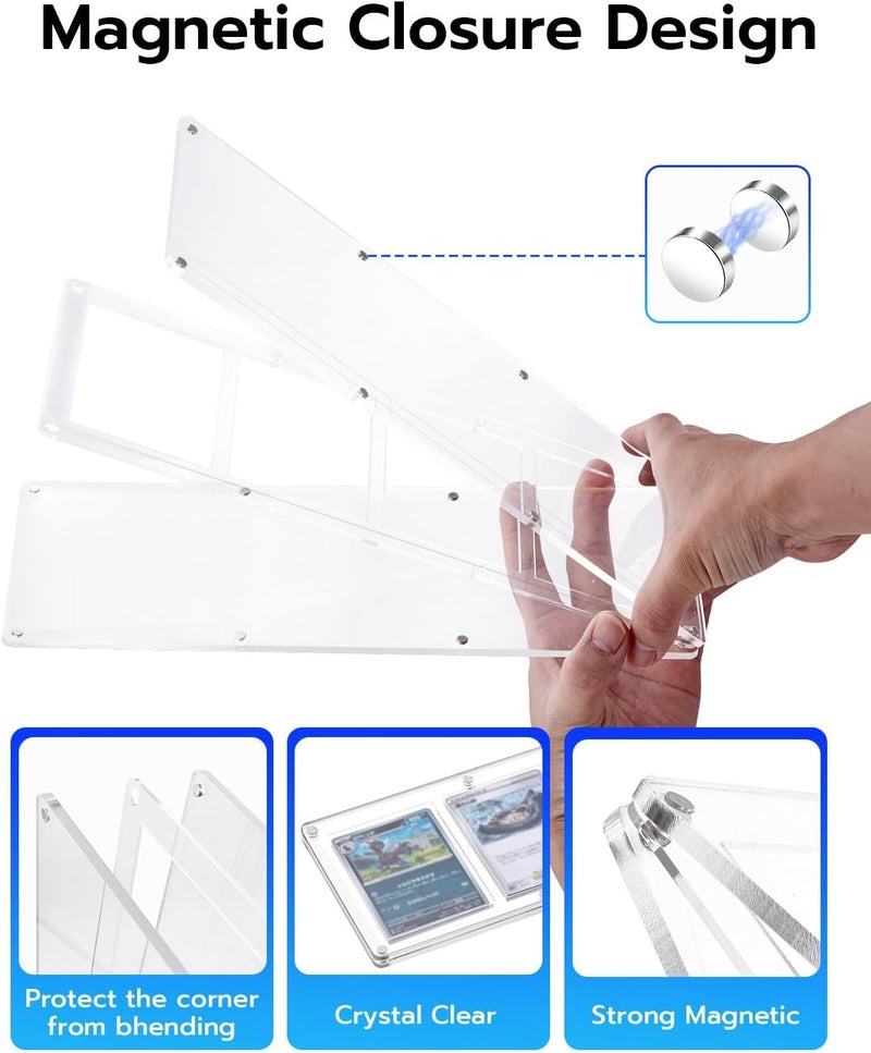 Wigearss 4 Slots 35-75PT Universal Magnetic Acrylic Game Card Case, Baseball Card Holder, Hard Acrylic Card Cases, Card Protector, Fit for Standard Card - Image 3